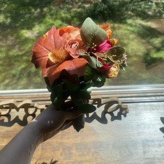 Beautiful Bridal Wedding Bouquet Budget Handmade Faux Flowers Orange Red Yellow