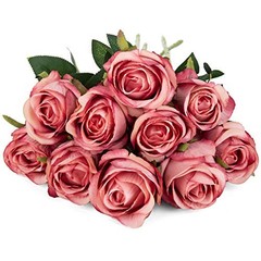10pcs Artificial Rose Flowers Long Stem Fake Silk Roses for DIY Rose Red