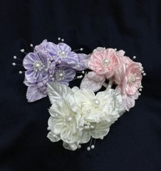 36 Flower. Pearls w/ a Spray On The Satin Flowers of The Bride. 3 Flower x 12