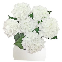 6PCS Hydrangea Artificial Flowers, Bulk Silk Fake Flower with Stems, Faux White