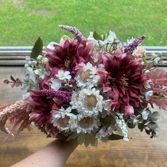 Beautiful Bridal Wedding Bouquet Budget Friendly Faux Florals White Pink Purple