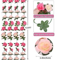 Fake Flowers – 4pcs 32.8 FT Artificial Rose Vine Flower Plants White/4pcs