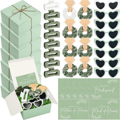 8-Set Bridesmaid Proposal Gifts, Green Heart Sunglasses, 4.1in Claws, Scrunchies