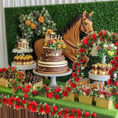 Thiccywoov 8 Pack 48ft Derby Horse Party Decorations Artificial Rose Vine