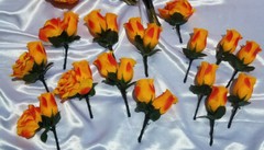 21 Pc Orange, Yellow, Black Wedding Bouquet Package, Bouquet Set w/ Dried Stems
