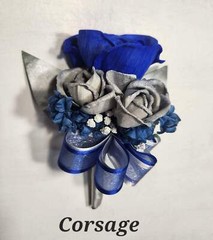 Royal Blue Silver Rose Calla Lily Sola Wood Bridal Wedding Bouquet Accessories
