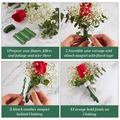 Green Corsage Fix Magnets Set of 10 Pairs 7cm Wedding Boutonniere Pins