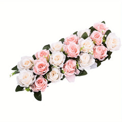 1Pc Elegant Rose Floral Centerpiece for Wedding Table Runner, Artificial Flower