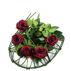 6 ft long 5 BURGUNDY Silk Large Rose Flowers Garland Leaves Bendable Wire Vines