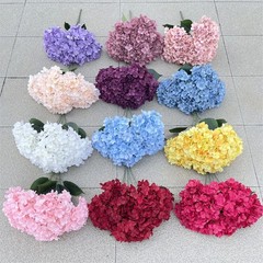 Large Size 5 Heads Artificial Flowers White Pink Hydrangea Silk DIY Wedding Brid