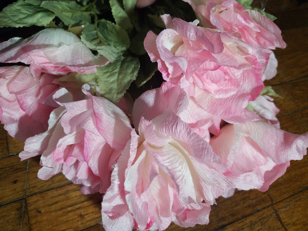 12 Blush Pink Artificial 4″ Open Roses Silk Wedding Flowers Bouquet Fake Faux