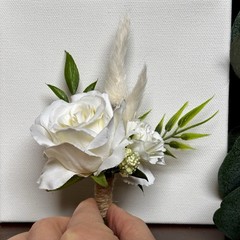 Lot Of 6 White Rose Boutonnieres For Men/Grooms Wedding
