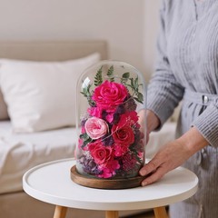 Flowers for Delivery Preserved Rose in Glass Reddish
