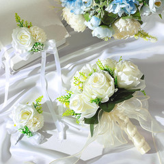 Bridesmaid Flower Set: 6 Bouquets, Boutonnieres & Corsages for Weddings