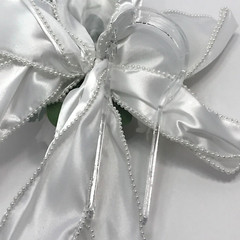 Bridal Wedding Pew Aisle Elegant White Pearl Ribbon Roses Decoration Women Event