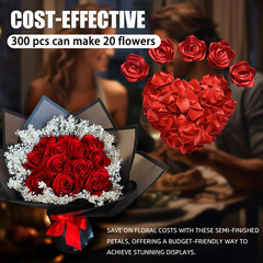 300Pcs Premade Satin Ribbon Rose Petals Half-Finished for Eternal Rose DIY Ramos