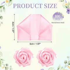 100pcs Eternal Roses Petals Premade Satin Ribbon Flowers Pink,