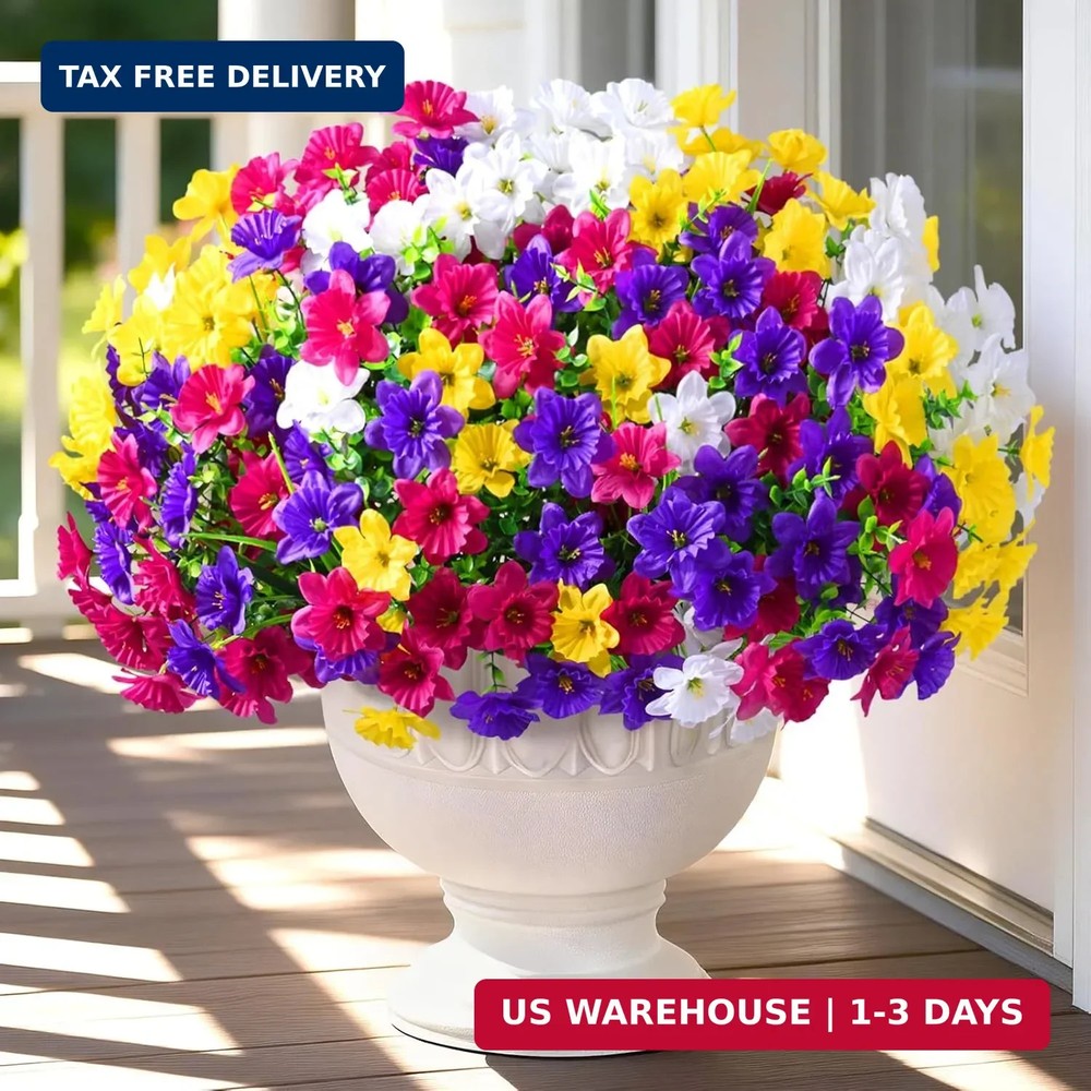 MARTINE MALL Artificial Flowers for Outdoors, 12 Bundles Realistic Fake Outdoor