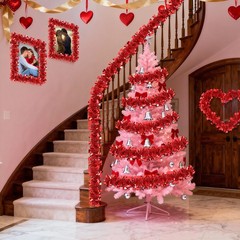 50FT Valentine’s Day Decorations, Red Valentines Heart Tinsel