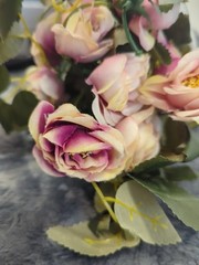 3 Silk – 5 ft Artificial Variegated Purple Rose Flowers Hanging Garlands Vines