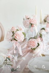 Set of 6 Blush Wedding Centerpieces, Dusty Rose Silk Foam Flowers
