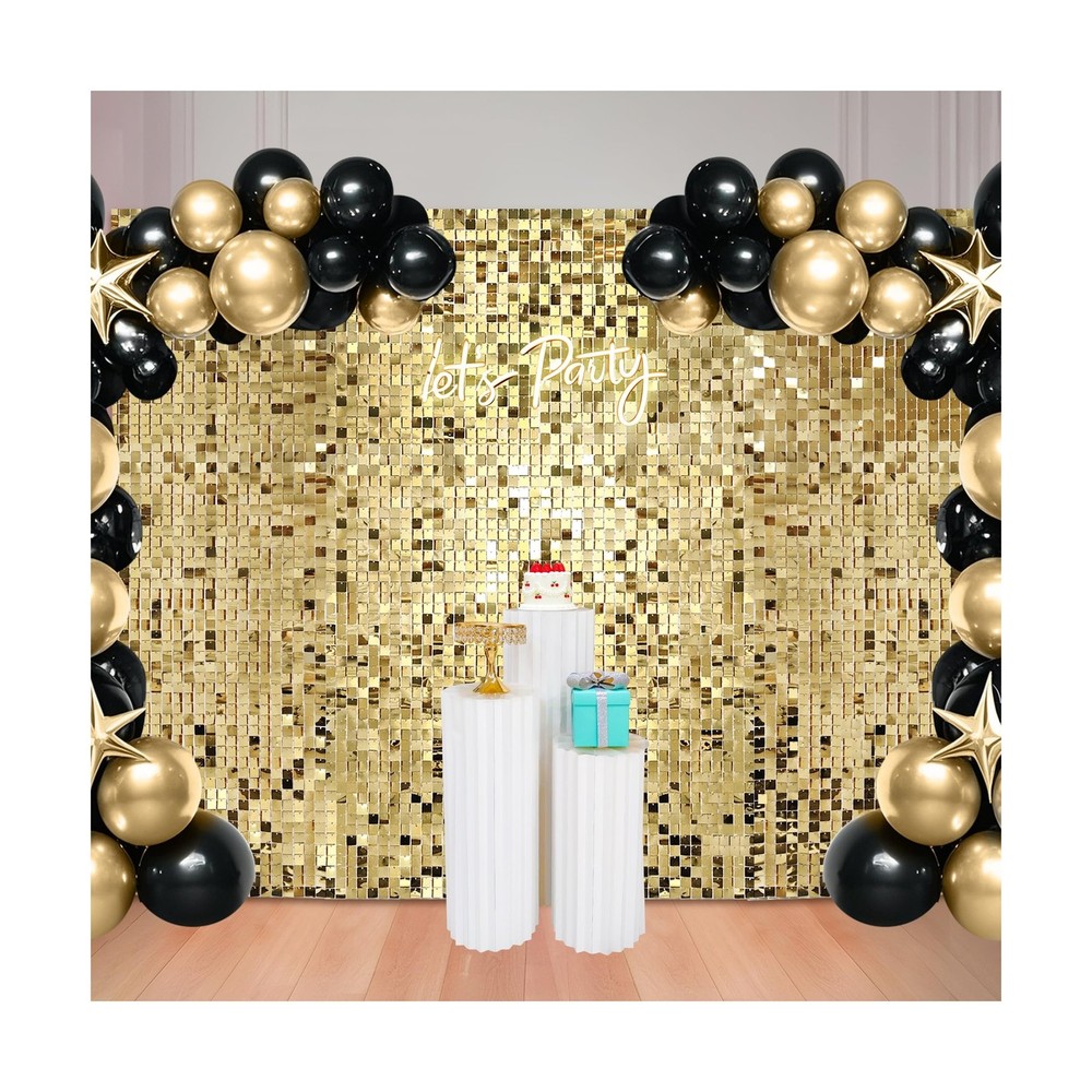 48 Pcs Light Gold Shimmer Wall Backdrop Panels for Birthday Decorations, 8×6 …