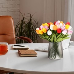 pcs Artificial Tulip Flowers Fake 1 Head 75 White, Red, Sunset Red, Pink, Gold