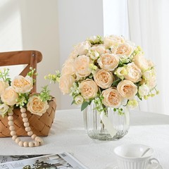 MARTINE MALL 4 Packs Peonies Artificial Flowers, Champagne 4PCS,