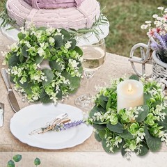 Pcs Artificial Eucalyptus Candle Rings Wreaths, 9 Inch 12 Eucalyptus Leaves03