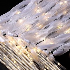 24 Pcs LED Wedding Ribbon Fairy Wands & Silver Bells – Warm White Glow