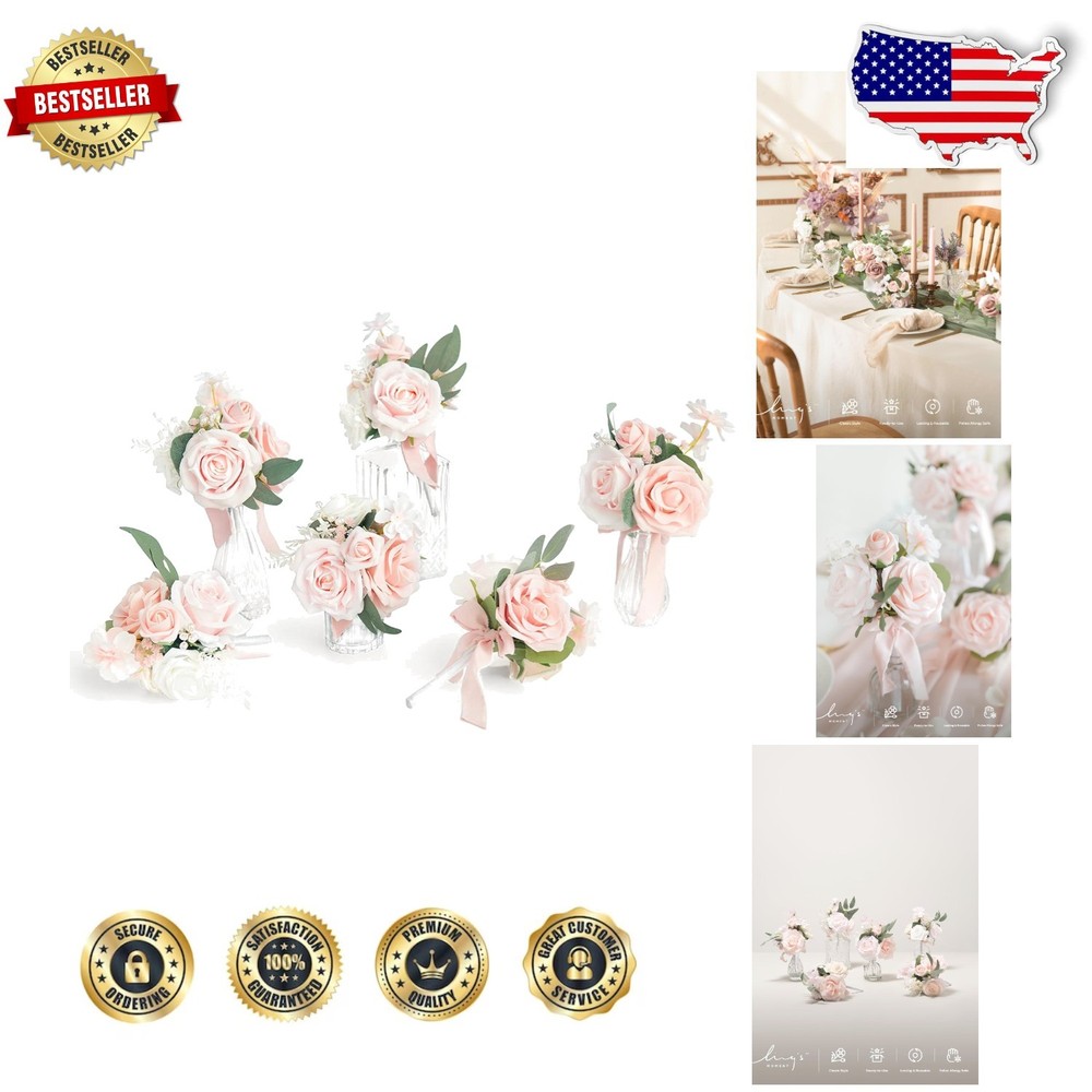 Set of 6 Blush Wedding Centerpieces, Dusty Rose Silk Foam Flowers