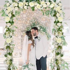 DearHouse 2Pack Artificial Peony Flower Garland – Silk 72 inches, White