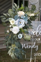 Blue Rose Faux Flower Swag Set 2 Silk Foam Large Small Wedding Arch Decoration
