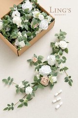 Ling’s Moment 6Pack 1.8ft Artificial Flowers Garland White Rose Lantern Flowe…