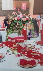 10 or 20 Floral Centerpices RED/PINKS/CORAL for WEDDING/Party Centerpieces 12″