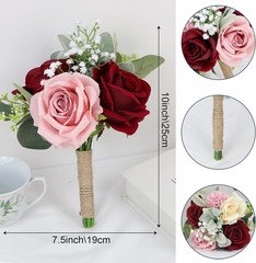 Lilac & Blush Burgundy Bridesmaid Bouquets Set of 6 for Wedding 2024