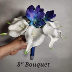 Peacock Ivory Calla Lily Galaxy Orchid Bridal Wedding Bouquet Accessories