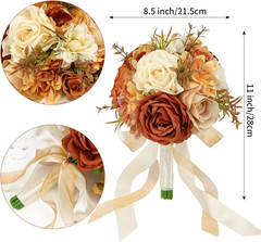 Set of 6 Burnt Orange Artificial Rose Bouquets for Weddings & Events