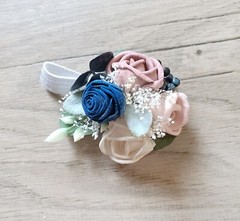 Navy & Dusty Rose Bridal Bouquet Sola Wood Bridesmaid Blue Pink Wedding Flowers