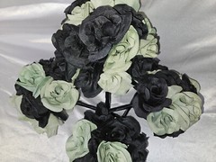 Wedding Bouquet Set, Black, Green Flower Package, 11 Pieces