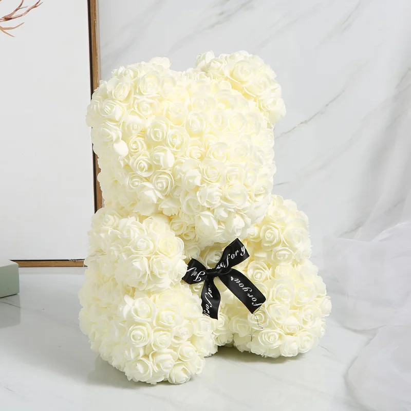 23*20*12CM Rose Bear Teddy Artificial Foam Flower Valentines Gift Wedding Decor