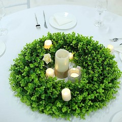 2 Green 21″ Wreaths Artificial Eucalyptus Leaves Candle Rings Party Decorations