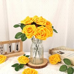 Artificial Flowers Real Touch Fake Flowers Soft Foam Roses with 30PCS Yellow