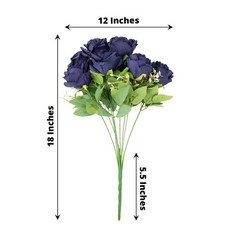 NAVY BLUE 2 Bushes 18″ ARTIFICIAL Faux Silk Rose FLOWERS Bouquet Decorations