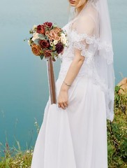 Burnt Orange Wedding Bouquet, Artificial Flowers Bridal Cascading Bouquets, V…