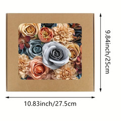 Blue Brown Simulated Flower Combination Box Set with Artificial bouqetLeaves