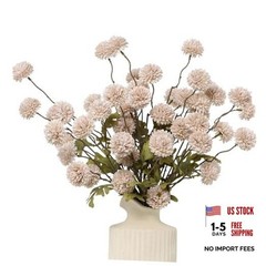 Artificial Flowers Faux Silk Pompon Mum,Silk Small Mini 6pcs Beige