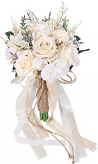 Wedding Bouquets for Bride Bridesmaid, White Champagne Artificial Roses Flowers