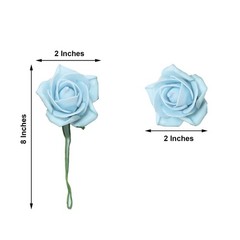 24 DUSTY BLUE 2″ Mini FOAM ROSE Flowers Stems Wedding Decorations Supplies