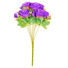 PURPLE 2 Bushes 18″ ARTIFICIAL Faux Silk Rose FLOWERS Bouquet Wedding Decoration